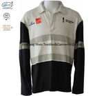 Knit Cotton Two Tone Fr Flame Retardant Polo Shirts Long Sleeve With Reflector