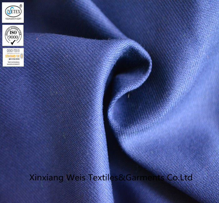 Navy Blue Pure Cotton Fire Retardant Fabric / Fireproof Cloth Material